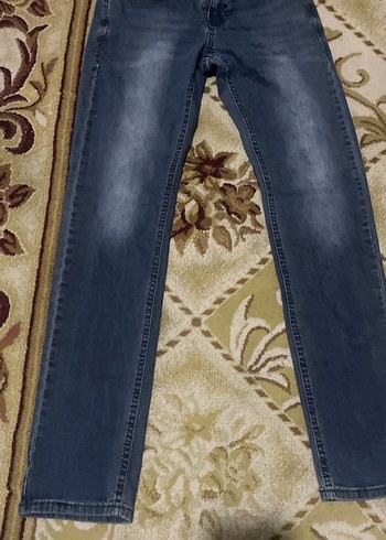 Kadın Mavi Gri Batik Desenli Kemerli Jean - Görsel 2