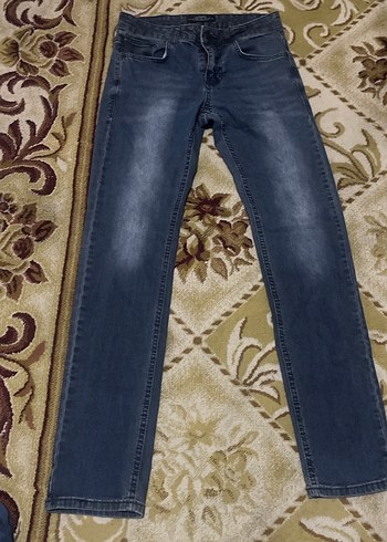 Kadın Mavi Gri Batik Desenli Kemerli Jean - Görsel 4