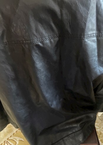 Deri Erkek Ceket, Fermuarlı, Koyu siyah - Görsel 10