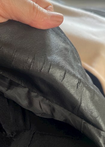 Deri Erkek Ceket, Fermuarlı, Koyu siyah - Görsel 6