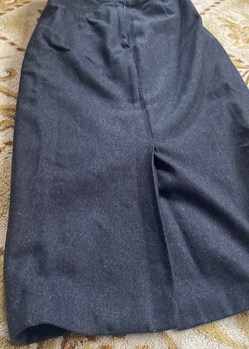 Lacivert Drapeli Uzun Kot Kalem Etek yün etek - Görsel 4