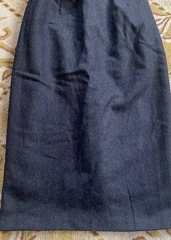 Lacivert Drapeli Uzun Kot Kalem Etek yün etek - Görsel 2