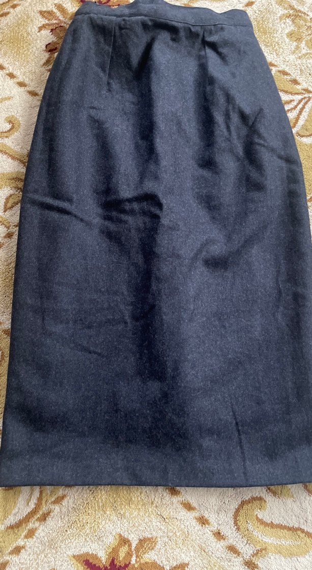 Lacivert Drapeli Uzun Kot Kalem Etek yün etek - Görsel 2