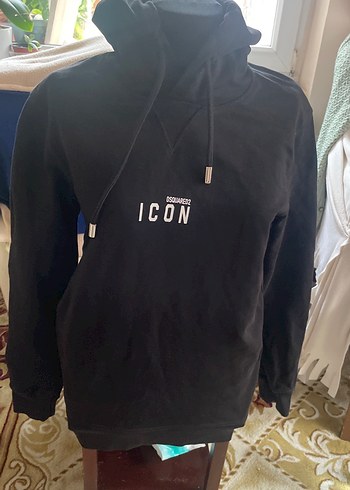 Siyah İkon Baskılı Erkek Sweatshirt - Görsel 4