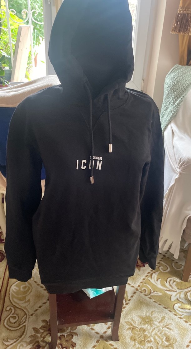 Siyah İkon Baskılı Erkek Sweatshirt - Görsel 2