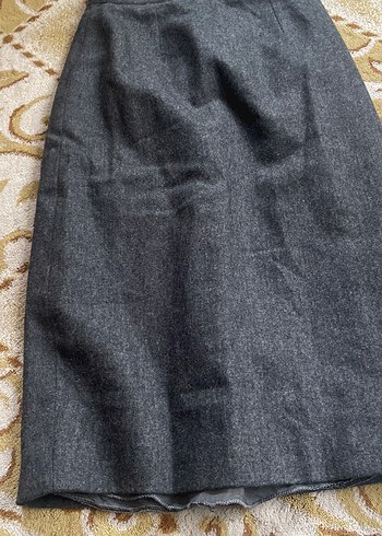 Gri Uzun Drapeli Kadın Kalem Etek - Görsel 3