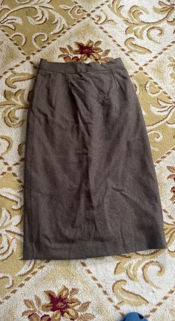 Drapeli Kahverengi yün Uzun Etek - Görsel 2