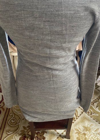 Gri Desenli Uzun Kollu Triko Elbise - Görsel 7