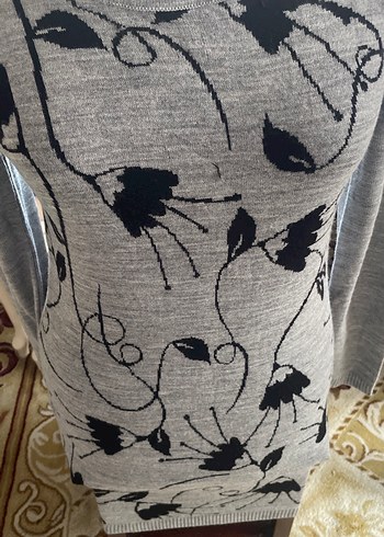 Gri Desenli Uzun Kollu Triko Elbise - Görsel 5