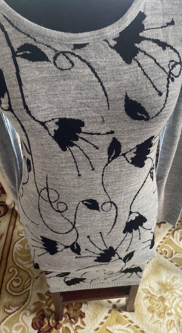 Gri Desenli Uzun Kollu Triko Elbise - Görsel 5