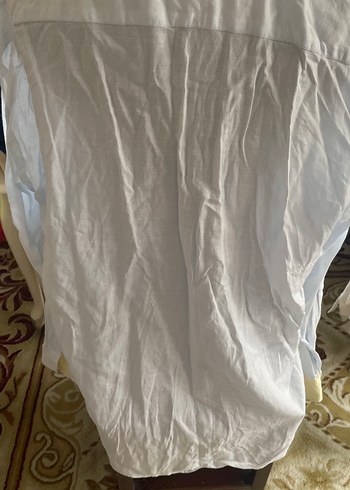 Beyaz Keten Uzun Kollu Düğmeli erkek Gömlek - Görsel 4