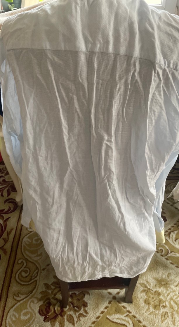 Beyaz Keten Uzun Kollu Düğmeli erkek Gömlek - Görsel 4