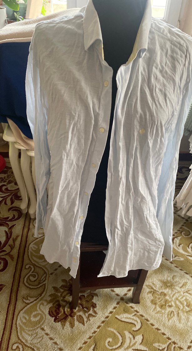 Beyaz Keten Uzun Kollu Düğmeli erkek Gömlek - Görsel 3