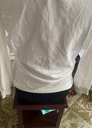 Beyaz Baskılı Uzun Kollu Kadın Tişört - Görsel 5