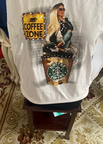 Beyaz Baskılı Uzun Kollu Kadın Tişört - Görsel 2