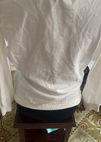 Beyaz Baskılı Uzun Kollu Kadın Tişört - Görsel 6