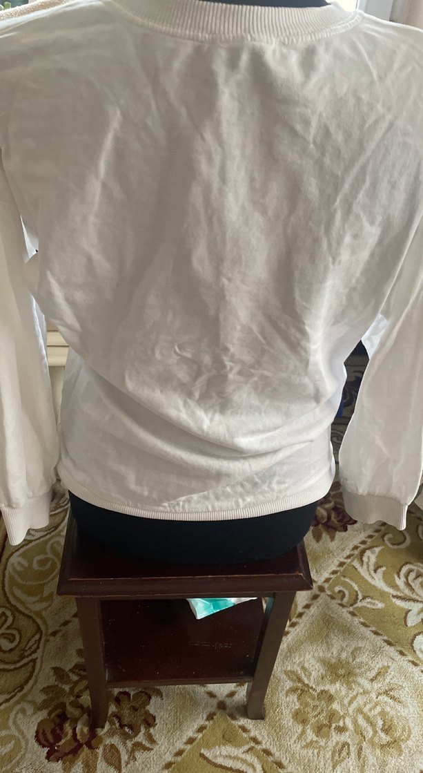 Beyaz Baskılı Uzun Kollu Kadın Tişört - Görsel 5