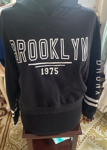 Siyah Brooklyn Baskılı Kadın Sweatshirt - Görsel 2