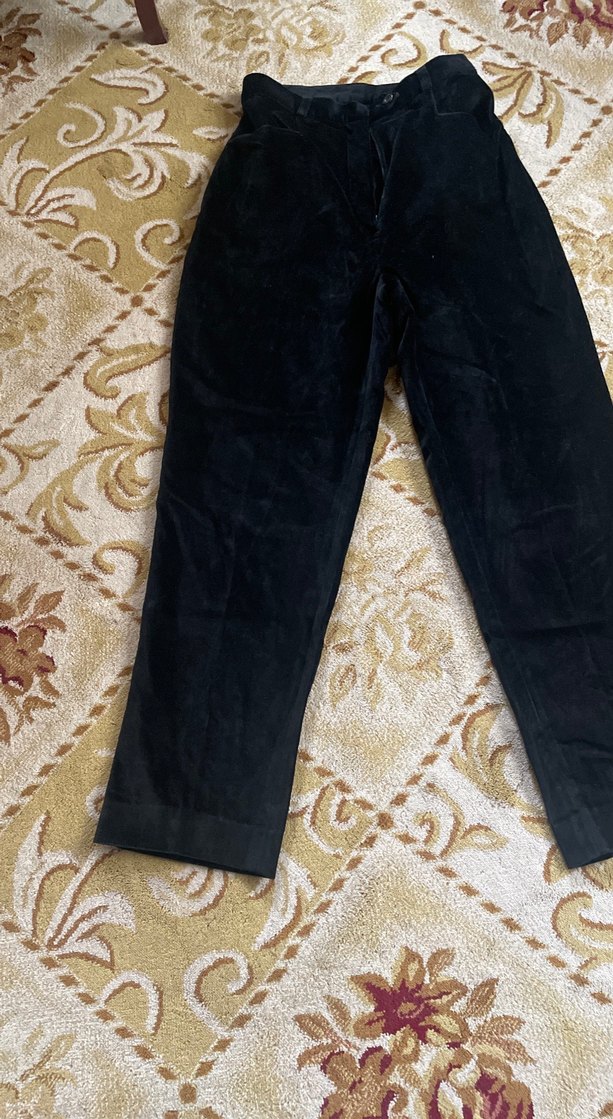 Siyah Kadın kadife Kemerli Pantolon - Görsel 5