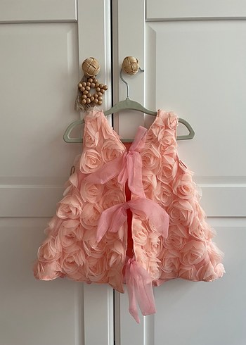 Diğer Kız Çocuk Pembe Güllü Elbise Özel Gün Yayakids