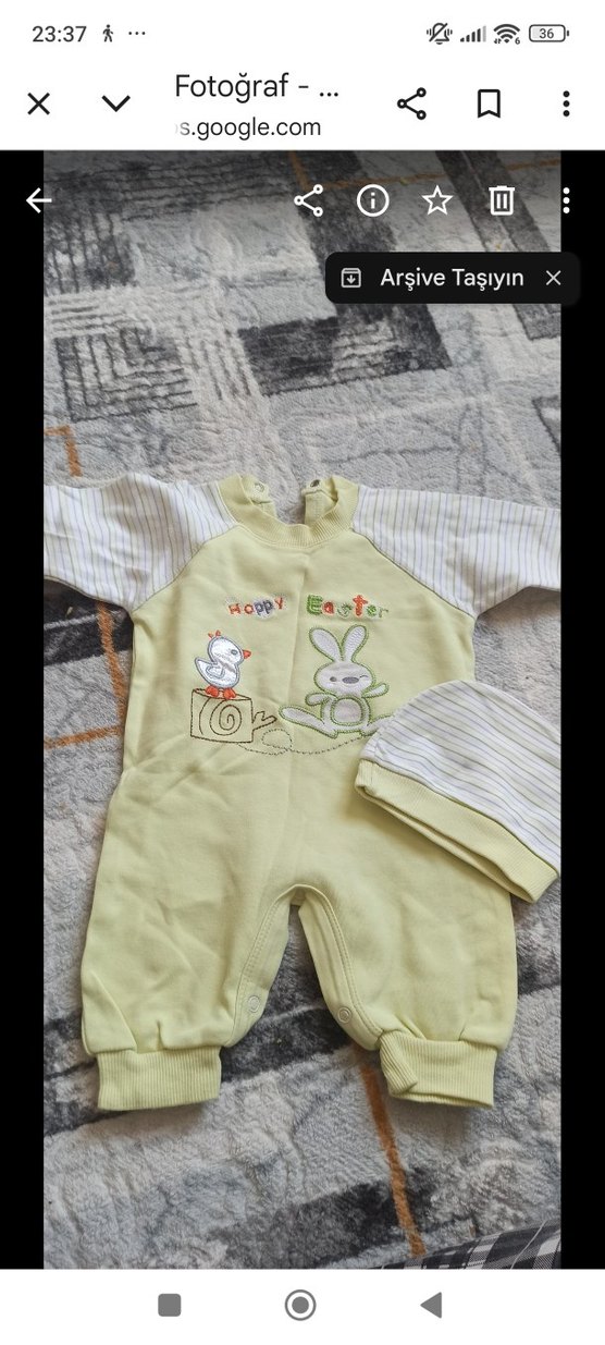 Nakışlı Bebek Uyku Tulumu ve Şapka Seti - Görsel 2