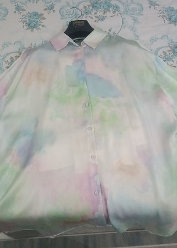 Kadın Bohem Uzun Kollu Pastel Batik Gömlek