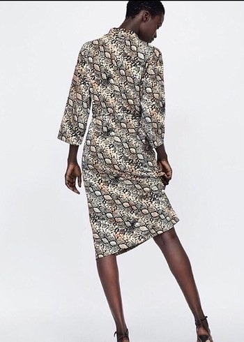 ZARA Yılan Desenli Midi Kadın Elbise - Görsel 3
