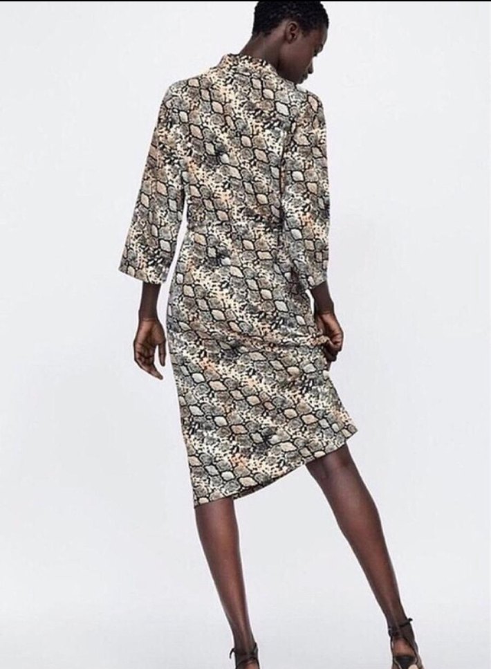 ZARA Yılan Desenli Midi Kadın Elbise - Görsel 3