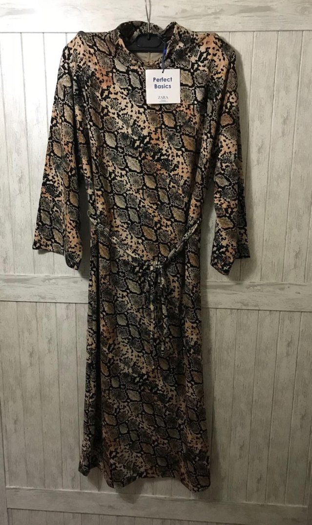 ZARA Yılan Desenli Midi Kadın Elbise - Görsel 4