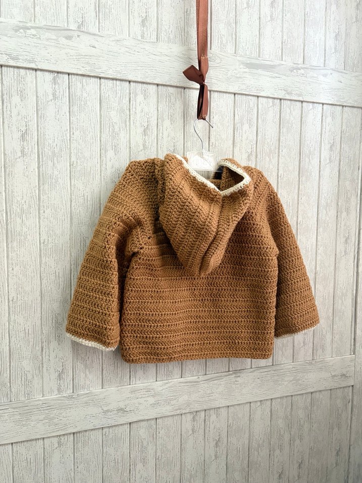 Kapüşonlu Kahverengi Örgü Erkek Hırka - Görsel 3