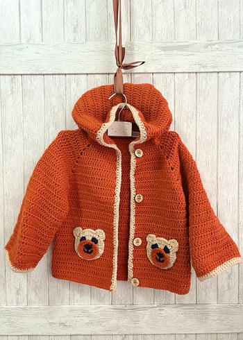 Bohem Tarzı Kahverengi Örgü Erkek Çocuk Hırka - Görsel 2