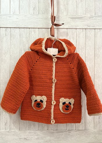 Bohem Tarzı Kahverengi Örgü Erkek Çocuk Hırka - Görsel 7