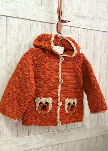 Bohem Tarzı Kahverengi Örgü Erkek Çocuk Hırka - Görsel 6