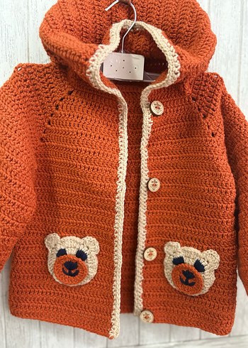 Bohem Tarzı Kahverengi Örgü Erkek Çocuk Hırka - Görsel 3