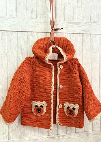 Bohem Tarzı Kahverengi Örgü Erkek Çocuk Hırka - Görsel 4