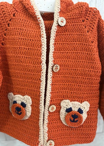 Bohem Tarzı Kahverengi Örgü Erkek Çocuk Hırka - Görsel 8