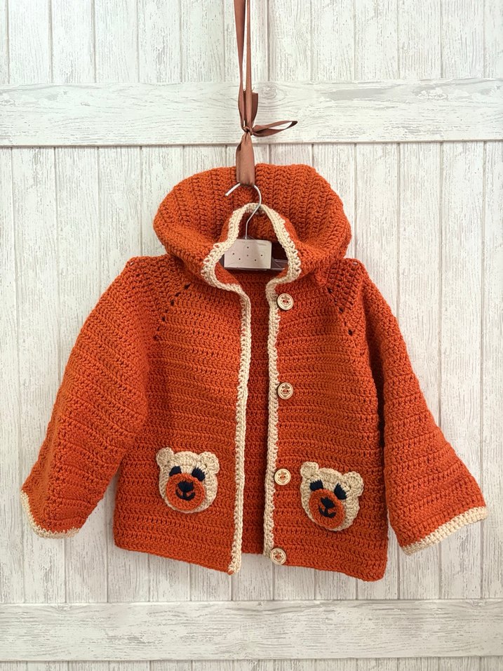 Bohem Tarzı Kahverengi Örgü Erkek Çocuk Hırka - Görsel 2