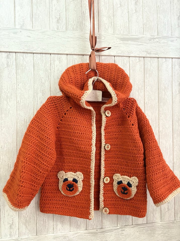 Bohem Tarzı Kahverengi Örgü Erkek Çocuk Hırka - Görsel 4