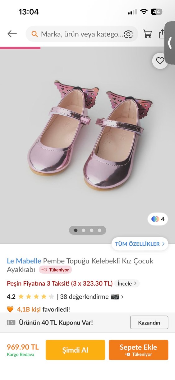 Kız Çocuk Parlak Pembe Tokalı Babet - Görsel 5