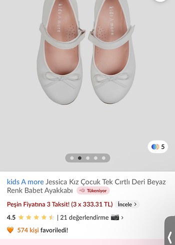 Kız Beyaz Fiyonk Detaylı Bale Ayakkabısı - Görsel 2