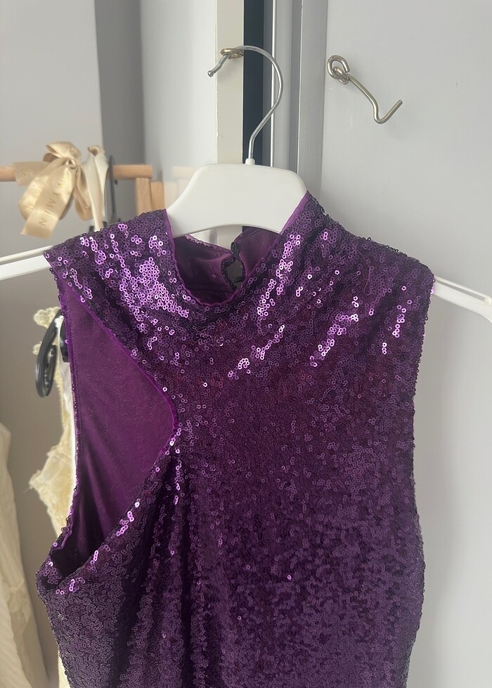 Mor payetli abiye - Görsel 5