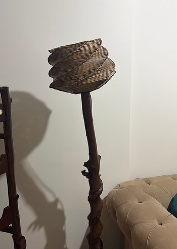 Gerçek Ceviz Ağacından El Yapımı Ahşap Lambader - Görsel 7