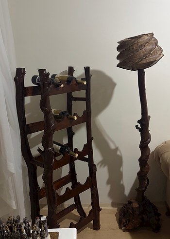 Gerçek Ceviz Ağacından El Yapımı Ahşap Lambader - Görsel 3