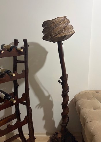 Gerçek Ceviz Ağacından El Yapımı Ahşap Lambader - Görsel 4