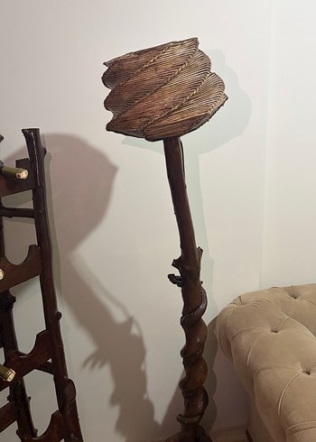 Gerçek Ceviz Ağacından El Yapımı Ahşap Lambader - Görsel 6