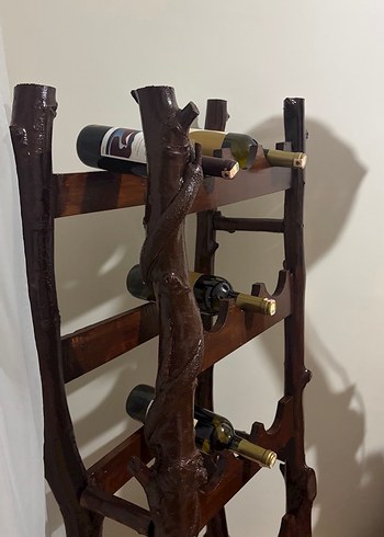 Ceviz ve çınar  gerçek ahşap şaraplık el yapımı - Görsel 9