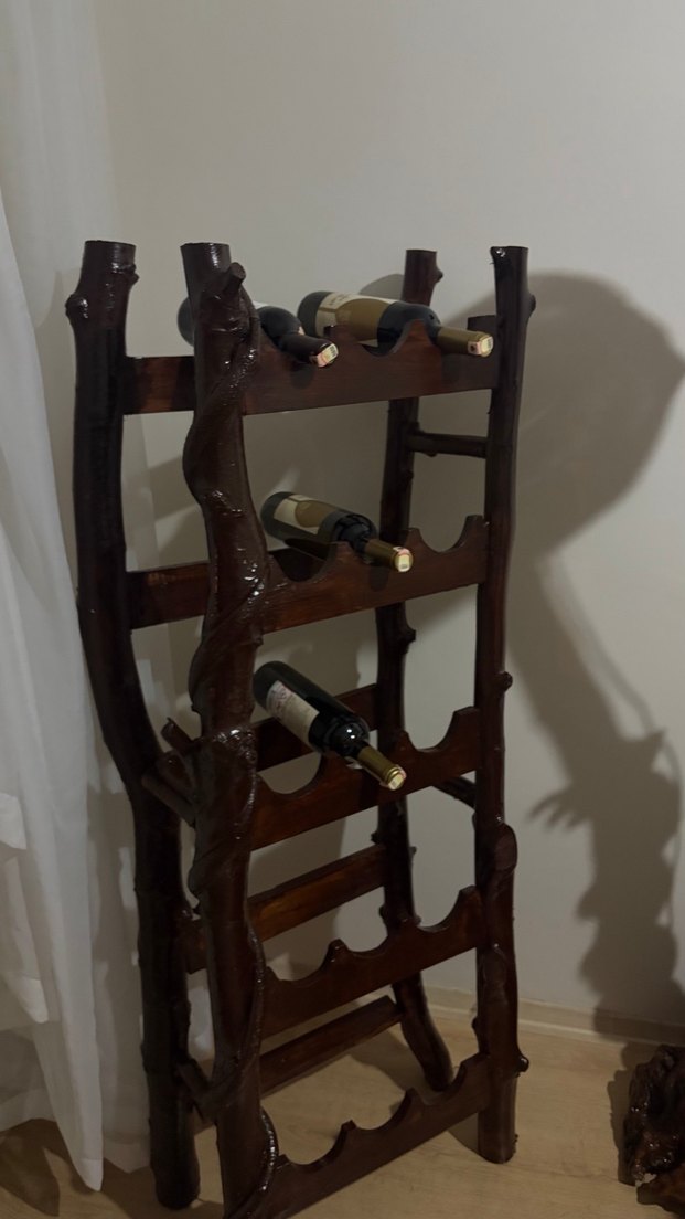 Ceviz ve çınar  gerçek ahşap şaraplık el yapımı - Görsel 4