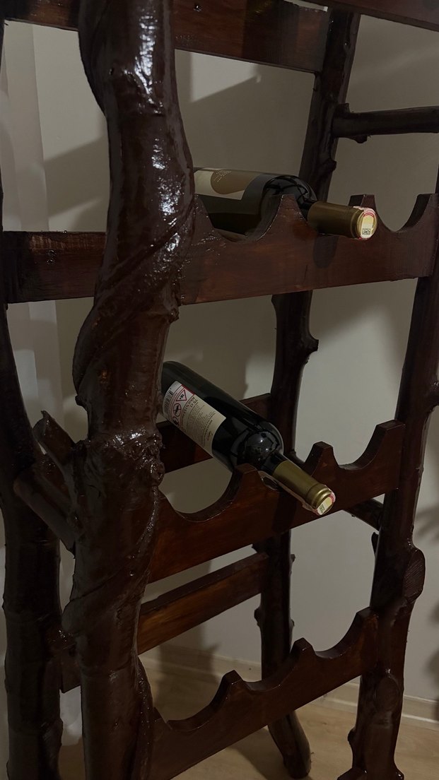 Ceviz ve çınar  gerçek ahşap şaraplık el yapımı - Görsel 3