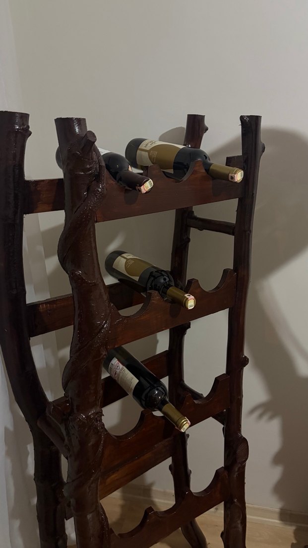 Ceviz ve çınar  gerçek ahşap şaraplık el yapımı - Görsel 2