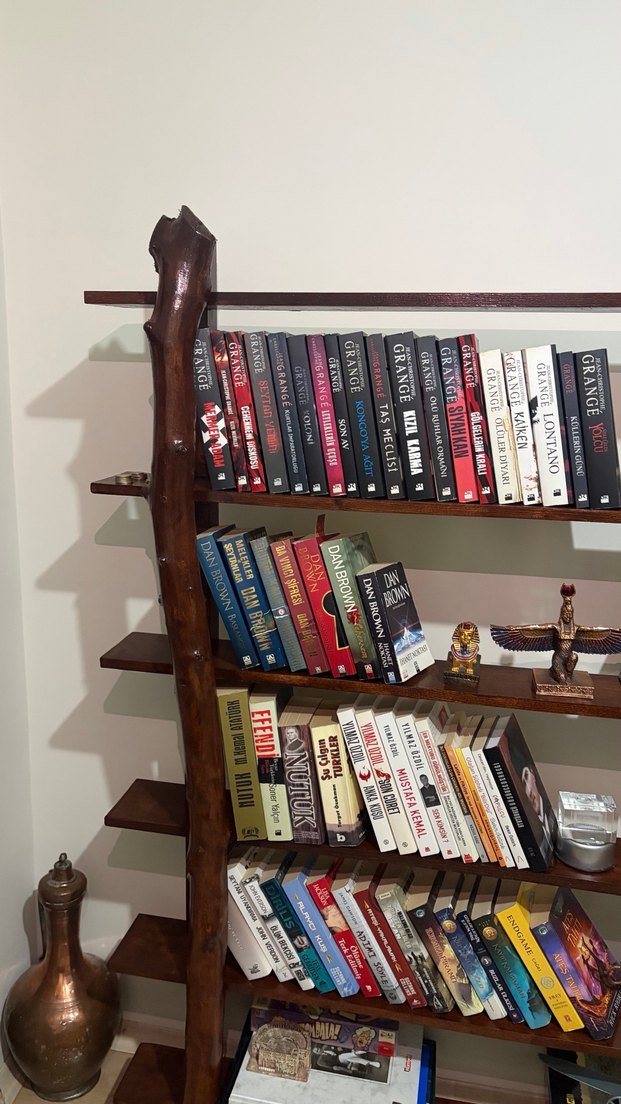 Gerçek ceviz ve çam ağacından ahşap kitaplık - Görsel 4